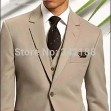 Смокинги для жениха цвета хаки на заказ/мужские свадебные костюмы с отворотами/дешевые смокинги для жениха(куртка+ брюки+ галстук+ жилет) H551