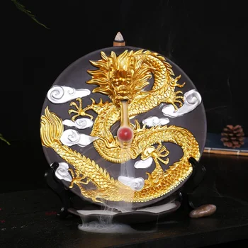 

Ceramic Dragon Burner Incense Stick Burner With Cones For Smoke Backflow Like Water Streaming Down Lotus Art Craft Home Decor