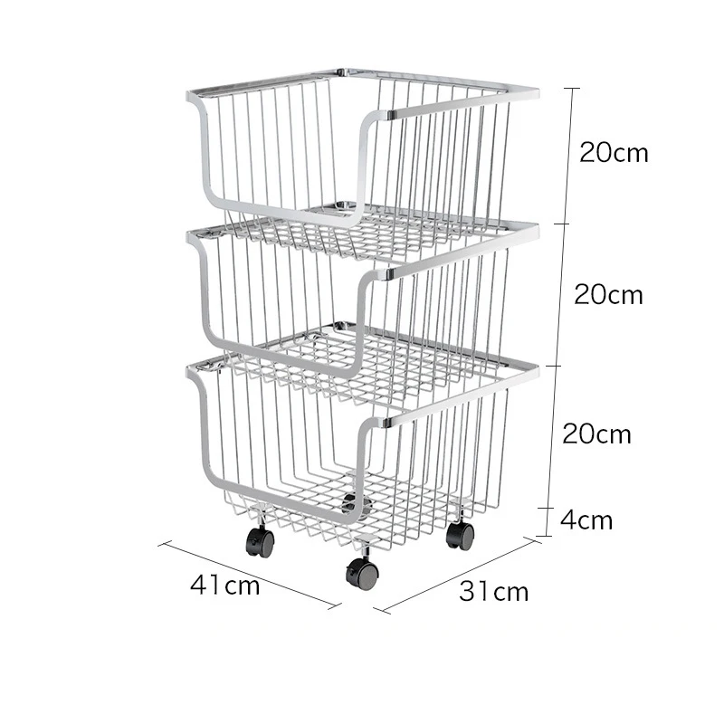 Многослойный пол для фруктов и овощей, домашняя корзина для хранения Нержавеющая сталь Ванная комната игрушки для спальни хранения шкаф-органайзер для кухни - Цвет: 3 layers