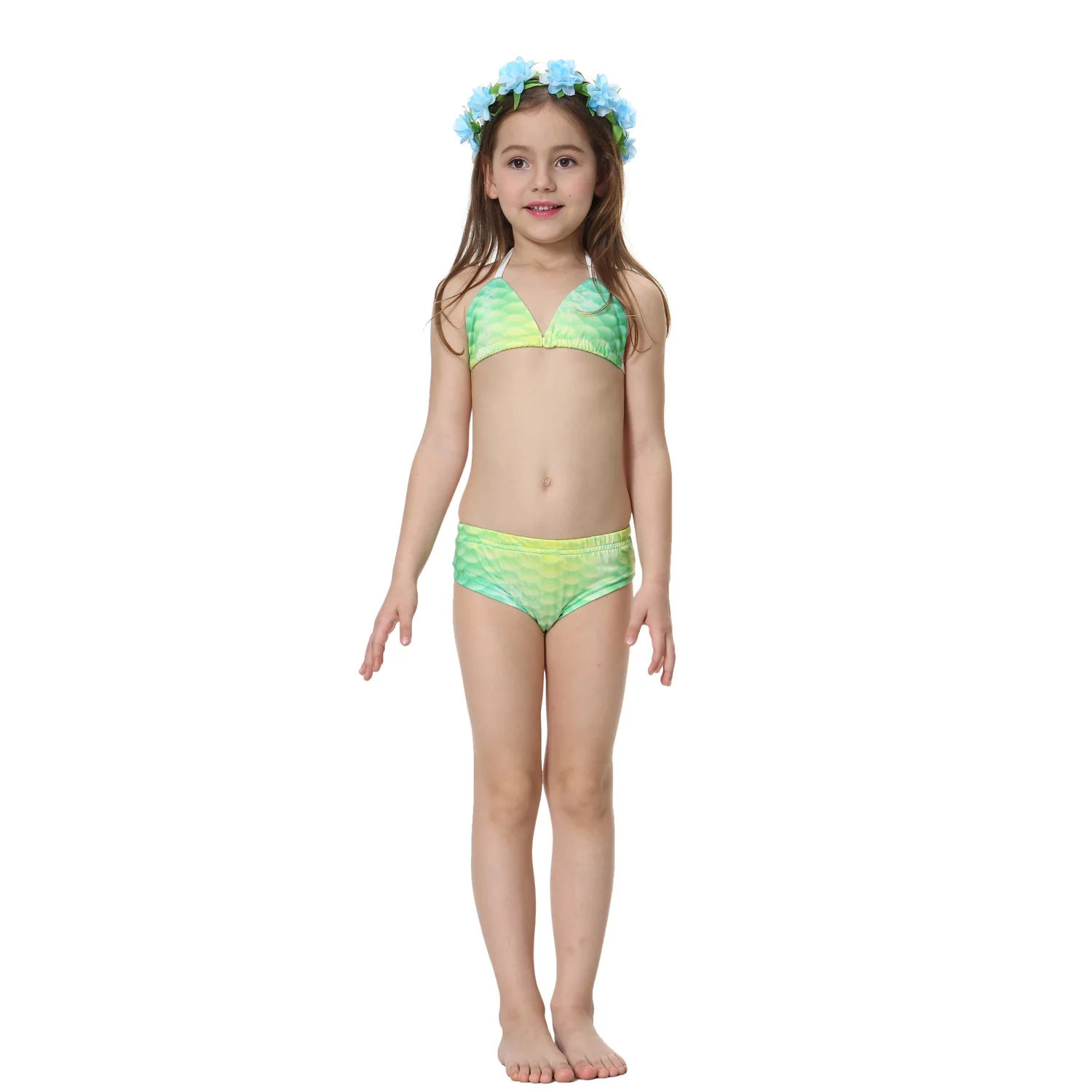 Детский купальный костюм русалки, бюстгальтер «русалка», купальник, костюм русалки, бикини, купальный костюм - Цвет: WJF50