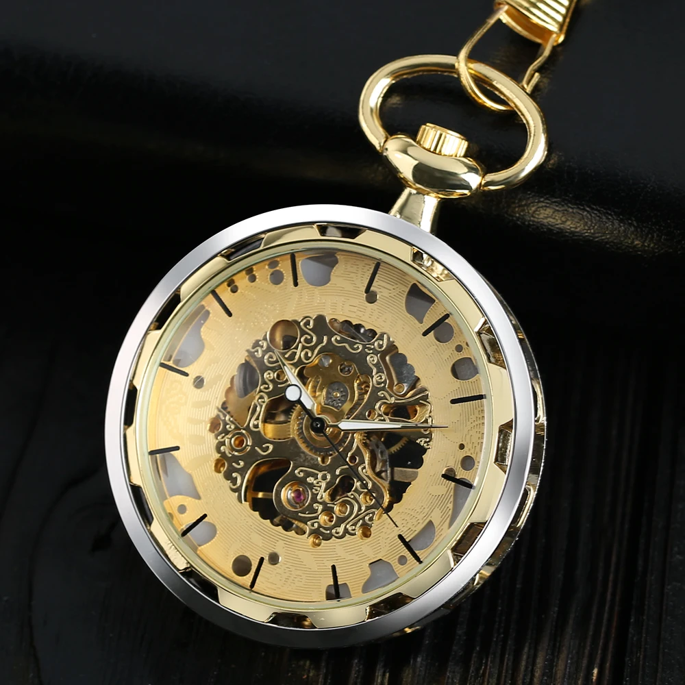 Известный бренд TIEDAN Прозрачный Скелет Механические карманные часы классические открытым лицом дизайн ручным подзаводом мужской часы 2019