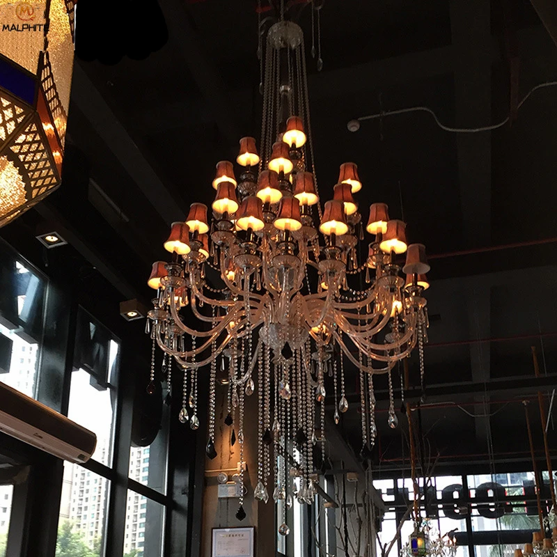 

Nordic Large Crystal Pendant Lamp Living Room Hanging Candle Retro Pendant Lamp Modern Luminaria Hotel Indoor Lighting Luminaire