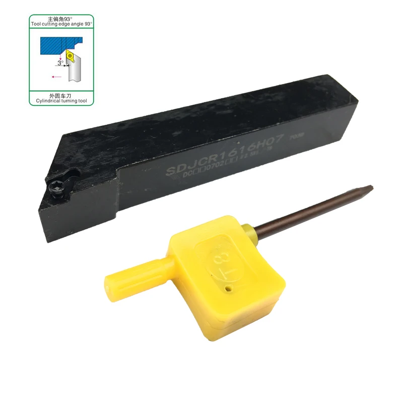 

10pcs DCMT070204 Carbide Insert + 1pc 16mm SDJCR 1616H07 Boring Bar Tool Holder + 1pc Wrench For Lathe Turning Tool