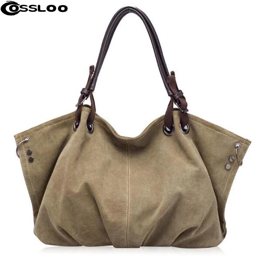 

COSSLOO handbag women large thicken canvas casual nylon tote messenger bags hobo bolsas femininas grandes bolsas shoulder bag
