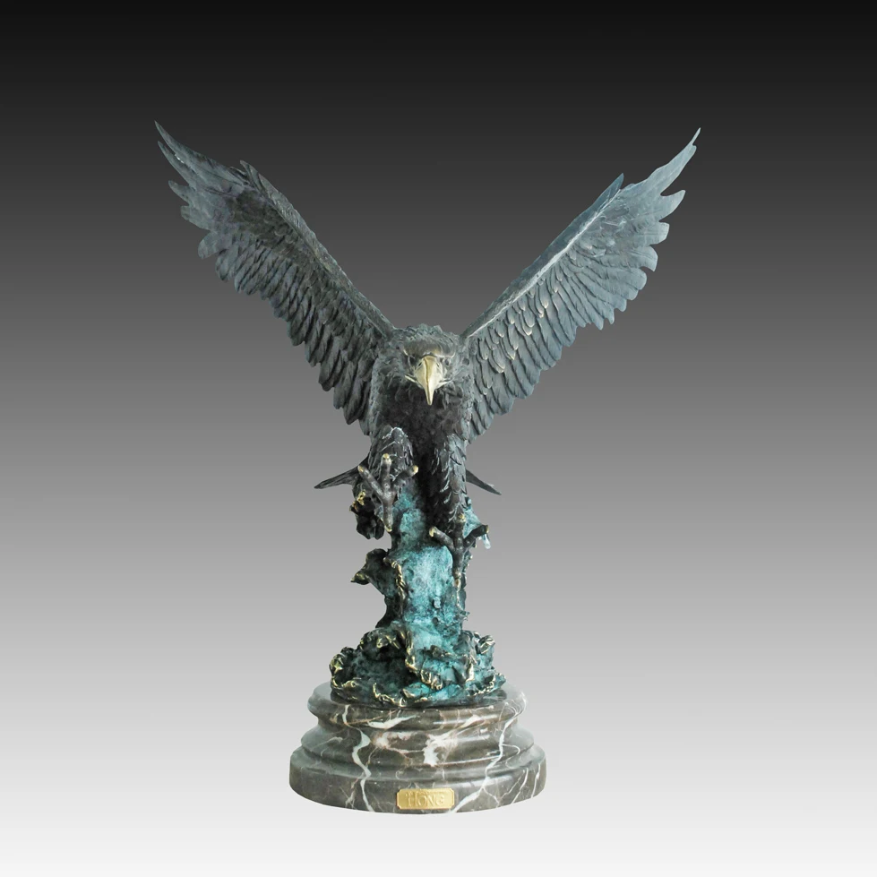 Vintage Brass Flying Eagle Sculpture Garden Home Decor Bronze Statue