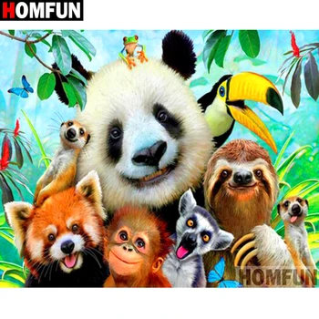 

HOMFUN Square Round Drill 5D Diamond Painting Environmental Crafts Full Diamond Embroidery "Animal panda" Home decor A15199