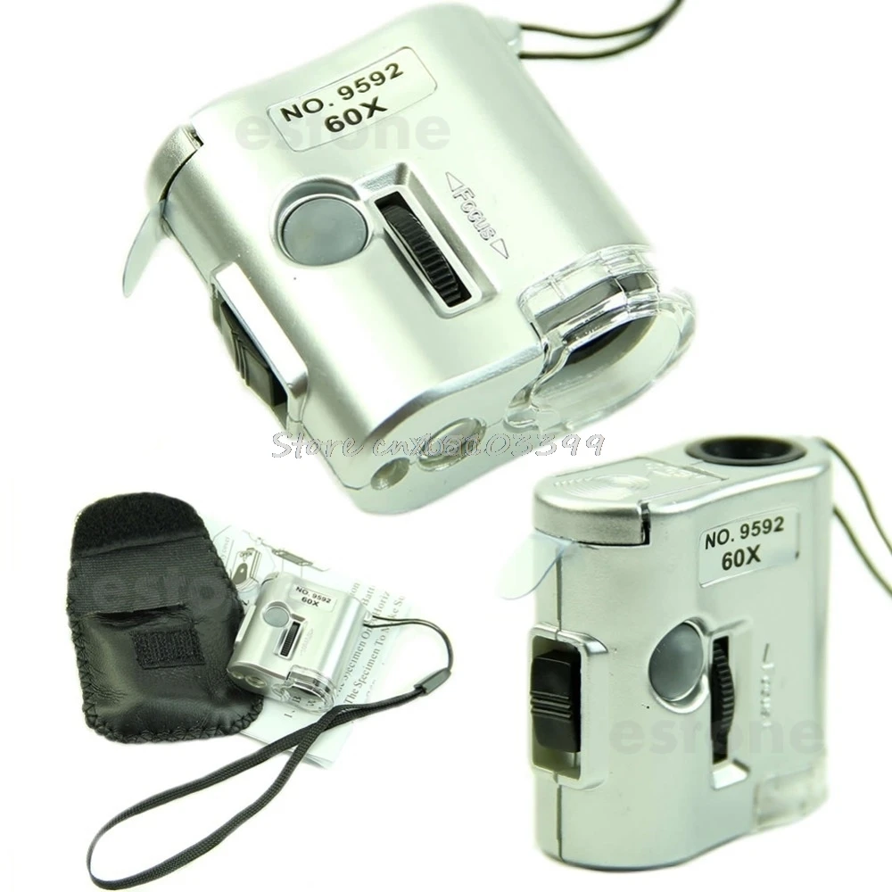 

60 X Microscope Jeweler Loupe Lens Illuminated Magnifier Glass With LED UV Light M10 dropship