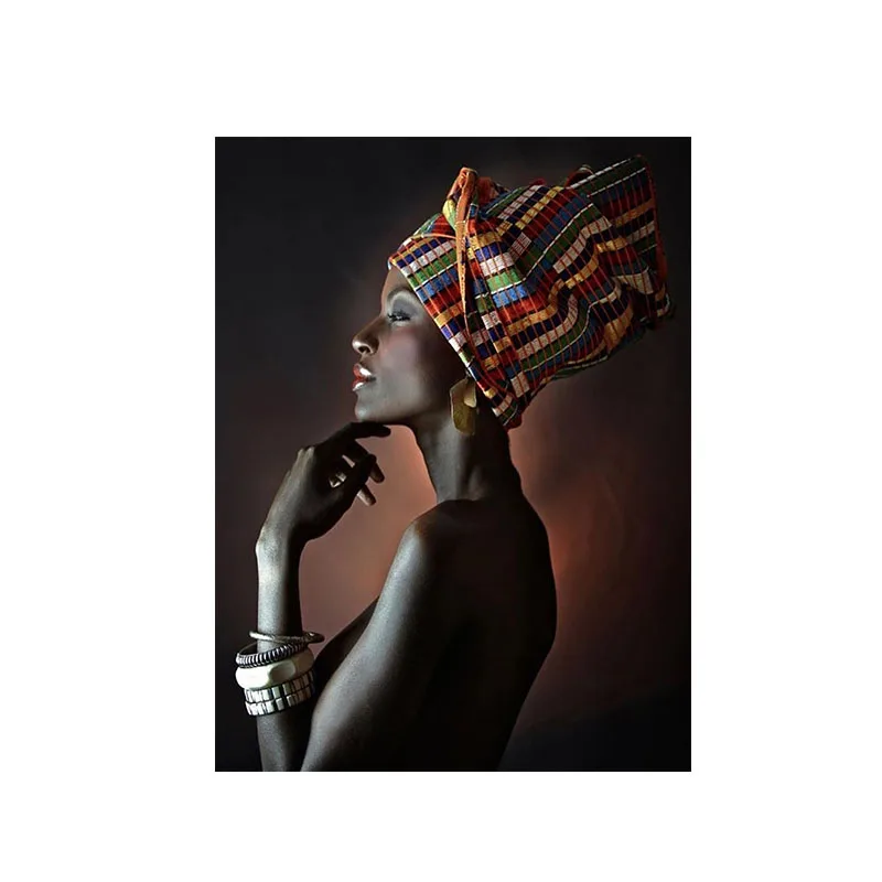 African Nude Woman Indian Headband Portrait Canvas Painting Posters and Prints Scandinavian Wall Art Picture for Living Room • Colma.do™ • 2023 •