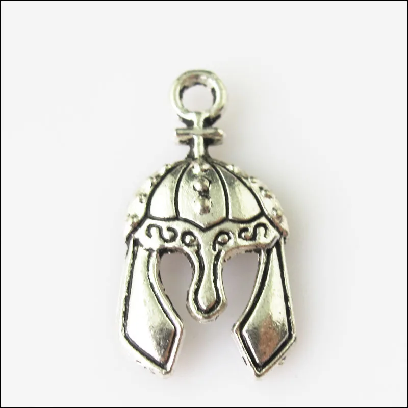 

10Pcs Antiqued Silver Tone Weapon Arms Warrior Helmet Charms Pendants 12x24mm