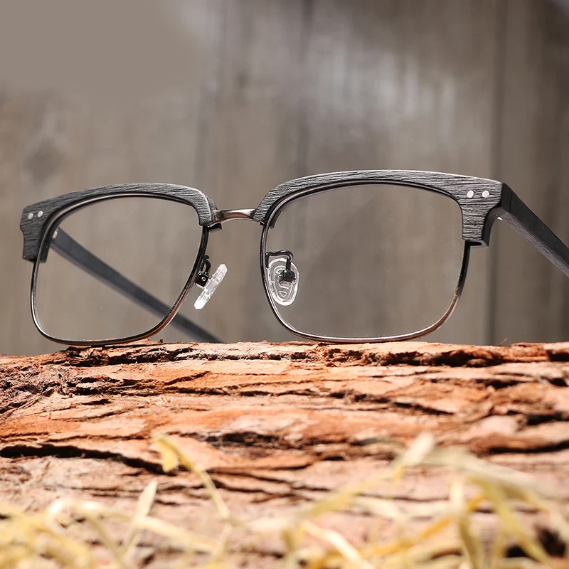 

Brand Design Men Women Wooden Plain Galsses Myopia glasses Wood Frame with Clear Lenses