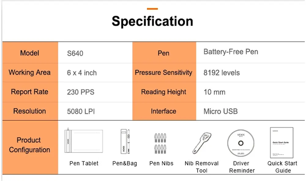VEIKK S640 графический планшет OSU 6X4 дюймов с бесплатной ручкой цифровой планшет для начинающих детей