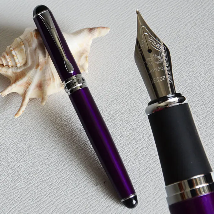 Перьевая ручка JINHAO X750 фиолетовая цилиндрическая перьевая 18KGP с широким
