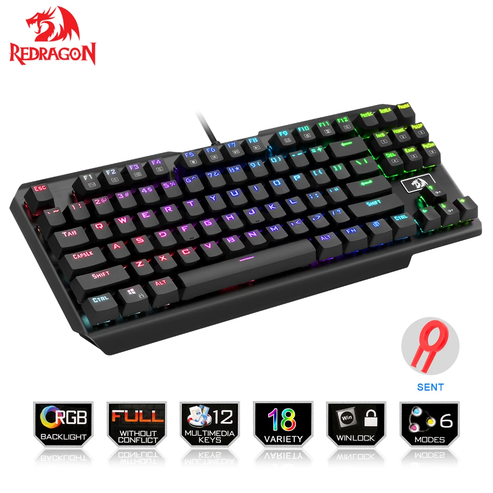Механическая игровая клавиатура Redragon USAS K553 со светодиодной RGB подсветкой 87