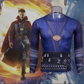 

2016 Movie Doctor Strange Costume Cosplay T-Shirt Stephen Vincent Tee Necklace Shirt Halloween Party