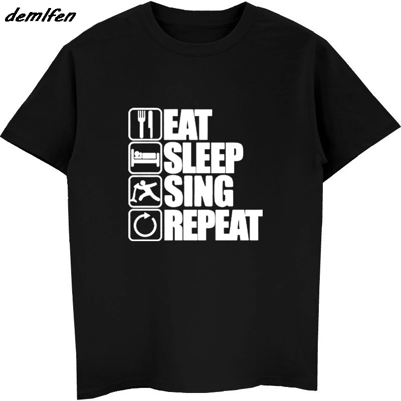 

Eat Sleep Sing Repeat, Mens Funny Vocals T Shirt Gift Dad Summer Men's Fitness T-shirt Cool Tees Tops Harajuku Streetwear