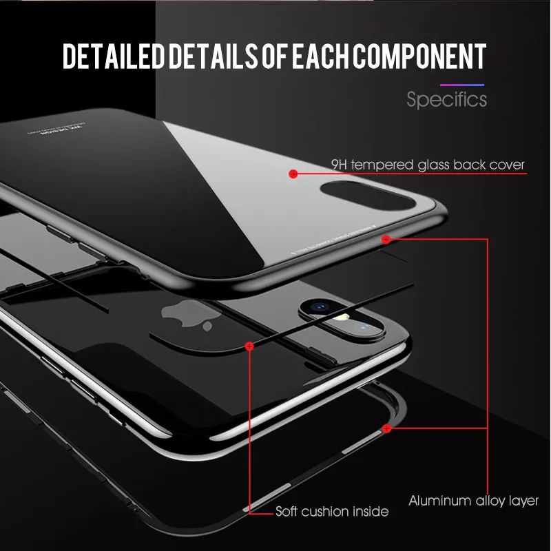 RHR 360 المعادن المغناطيسي حقيبة لهاتف أي فون 7 6 S 8 زائد الزجاج المقسى الامتزاز غطاء ل iphone X XS ماكس XR 7 الخلفي المغناطيس حالات RHR 360 المعادن المغناطيسي حقيبة لهاتف أي فون 7 6 S 8 زائد الزجاج المقسى الامتزاز غطاء ل iphone X XS ماكس XR 7 الخلفي المغناطيس حالات