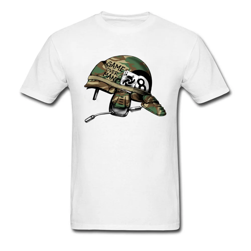 Geek Game Over Man Men's T-shirts Family Summer Fall Short Sleeve O-Neck 100% Cotton Tops Shirt Birthday Tee-Shirt Game Over Man white