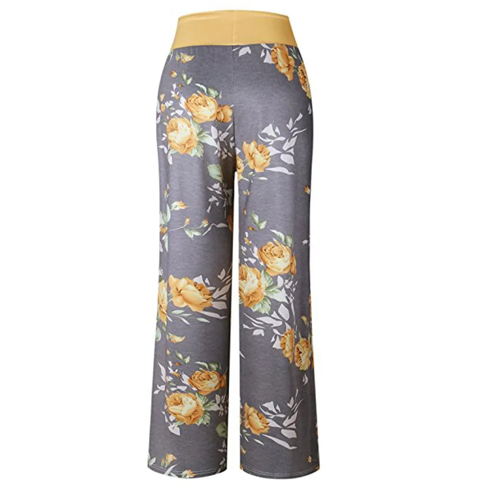 KANCOOLD брюки женские удобные стрейч цветочный принт Drawstring Palazzo Брюки широкие брюки Lounge повседневные новые брюки женские 2018dec31