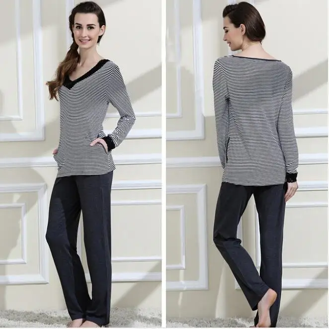 Lace V neck pajama set women's home clothing set modal fabric Sleepwear