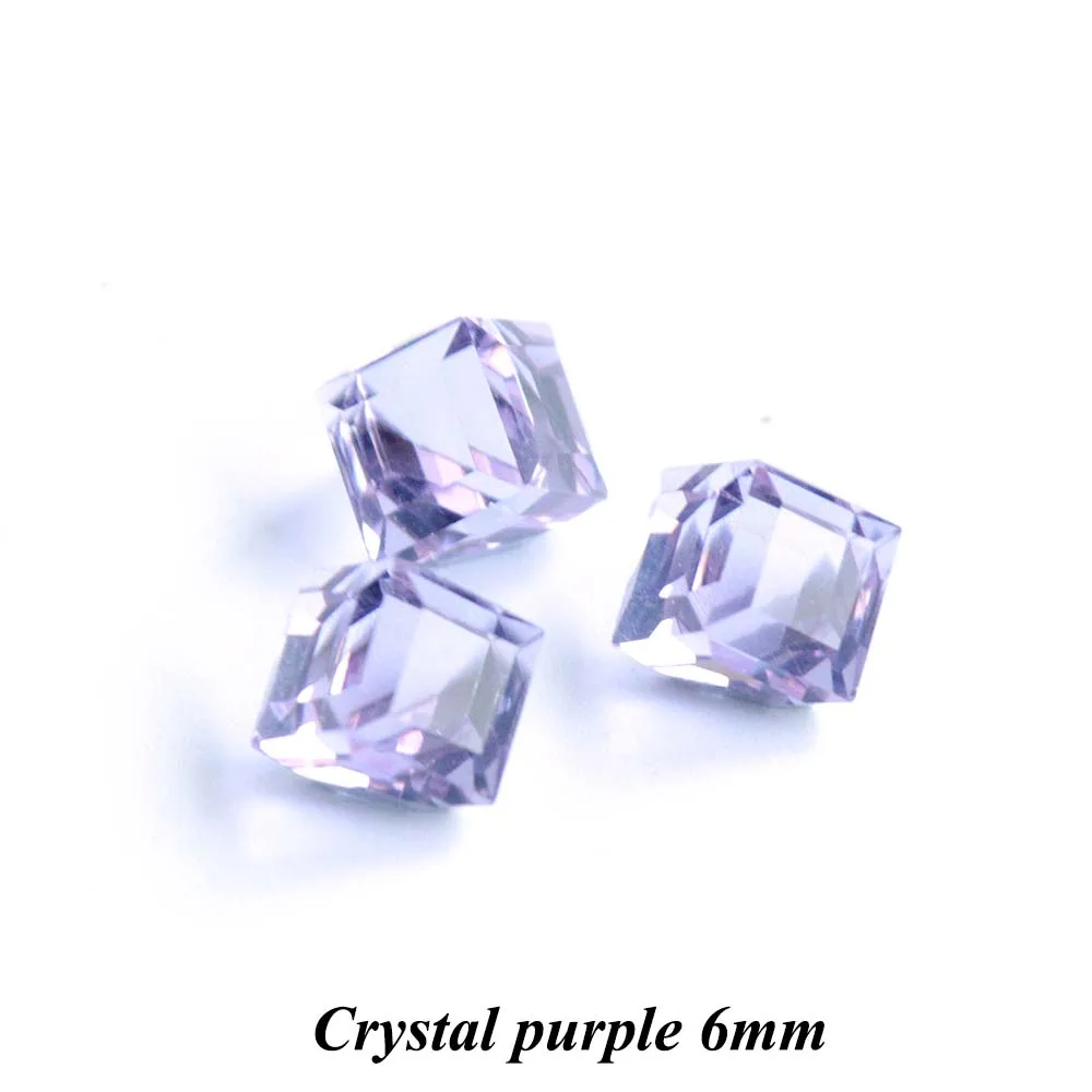 10 шт. очарование ногтей с украшением в виде кристаллов Стразы 3D драгоценный камень ювелирные украшения Радуга куб квадратный гель декоративный камень для ногтей Аксессуары для маникюра BE666 - Цвет: Crystal Purple 6mm