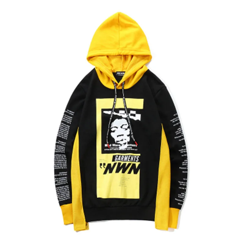 

Color Block Rap Hoodie Men Gothic Male Sweatshirt Harajuku Stitching Rock Street Style Hip Hop Men Sweatshirts Fashion Print