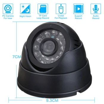 

CCTV DVR Recorder Night Vision Dome Camera with IR CCTV DVR Loop /sounding Recorder Security Camera USB Support 32GB TF Card