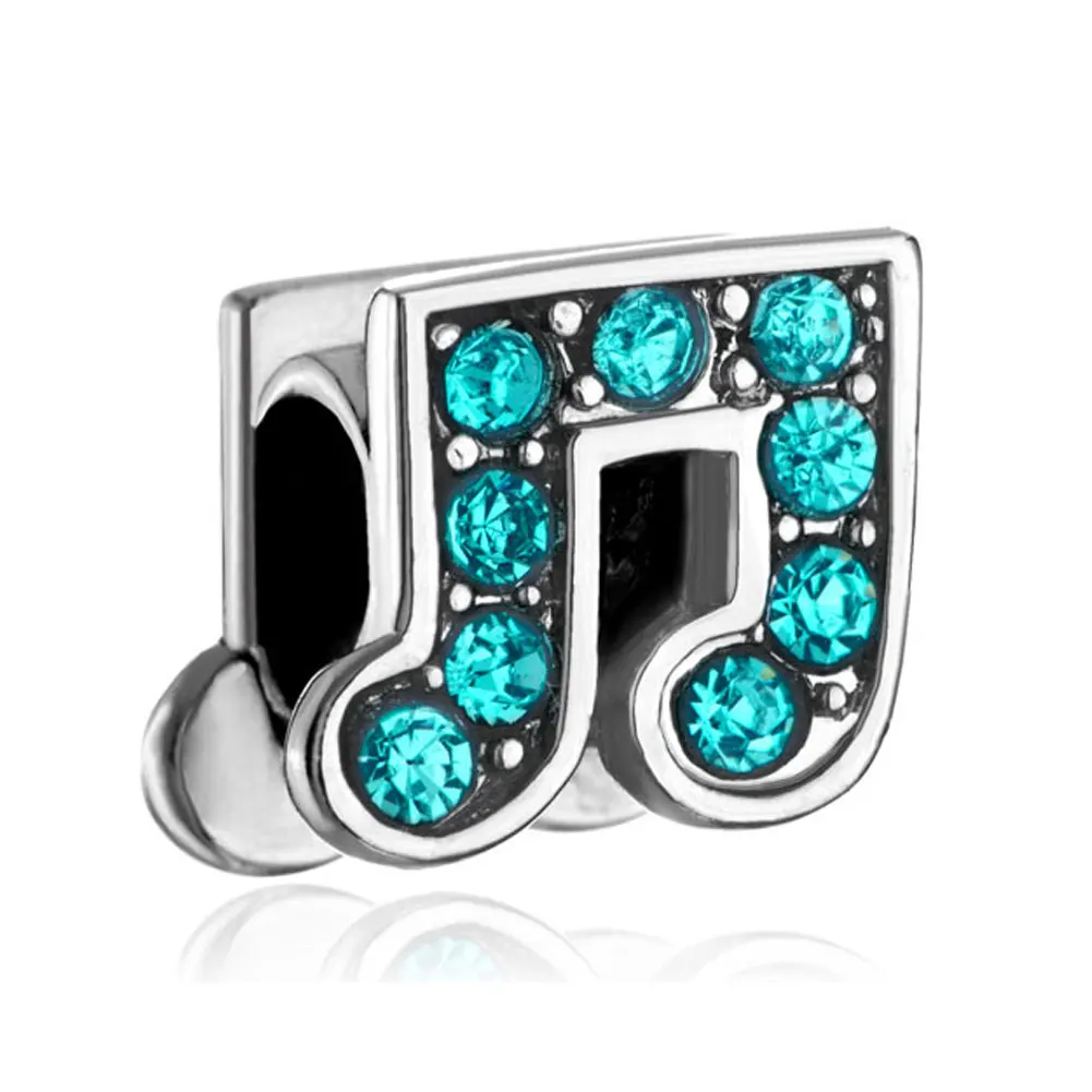 Music Note Hanging Pendants Silver Plated Dangle Charms Beads Fit