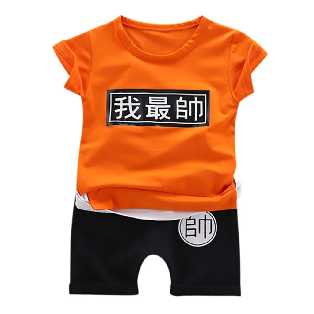 KLV/Одежда для маленьких девочек и мальчиков Милая одежда с героями мультфильмов футболка Топы, шорты, одежда летняя детская одежда# y20