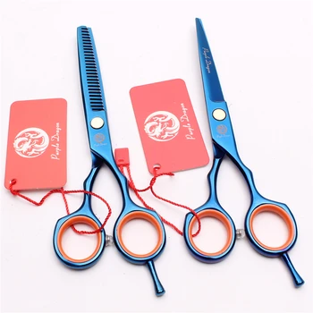 

5.5" 16cm JP Steel Blue Color Purple Dragon Cutting Shears Thinning Scissors Salon Styling Tool Professional Hair Scissors Z1004
