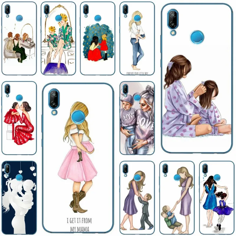 

Fashion Baby Mom Girl Cover Soft Silicone TPU Phone Case For Huawei P8 P9 P10 P20 Lite P9 P20 Plus Mate 9 10 Honor 9 V9