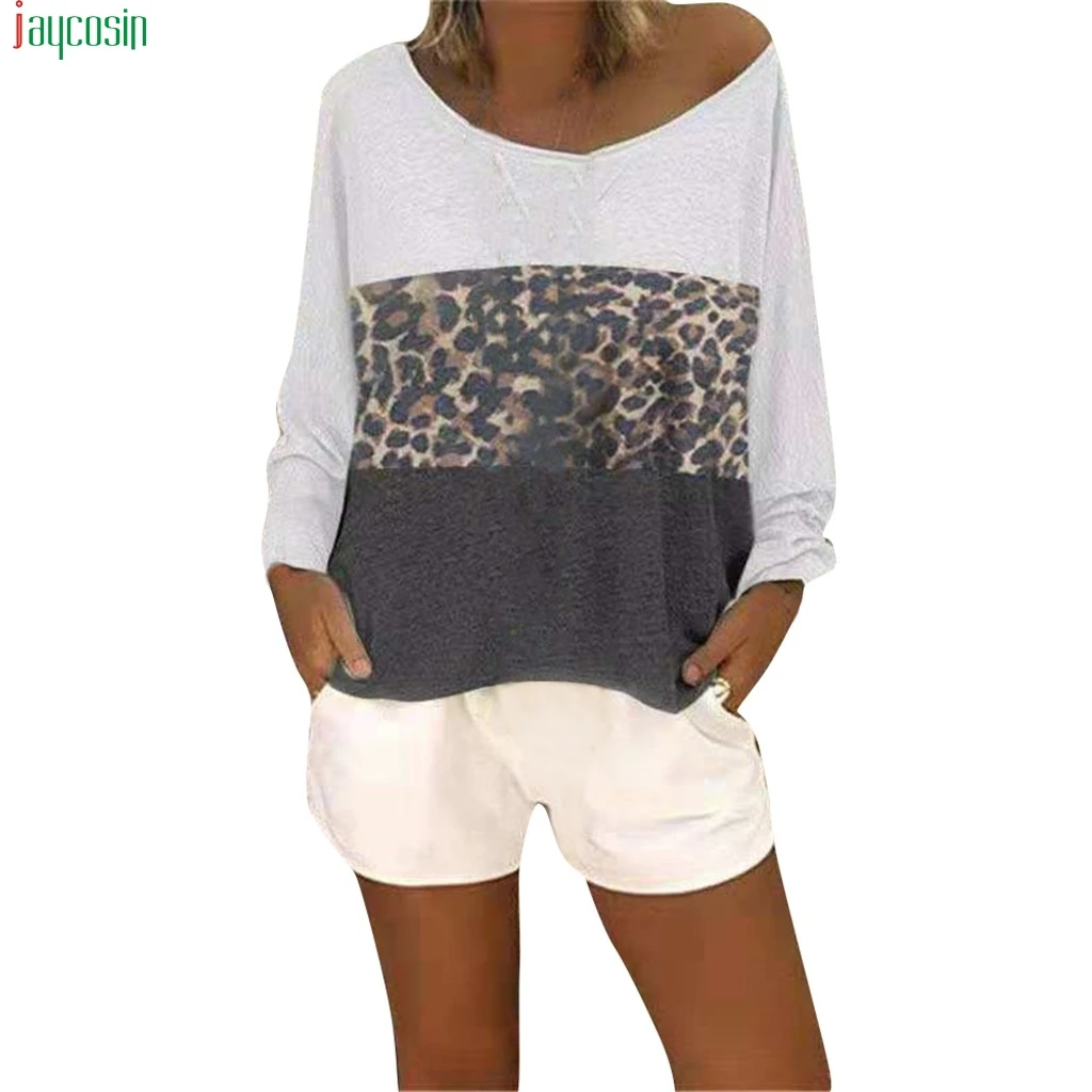 

JAYCOSIN fashion Women Blouse female Long Sleeve sexy V-Neck Patchwork Pullover Shirt Blouse Women Tops Shirt Blusas Clothing
