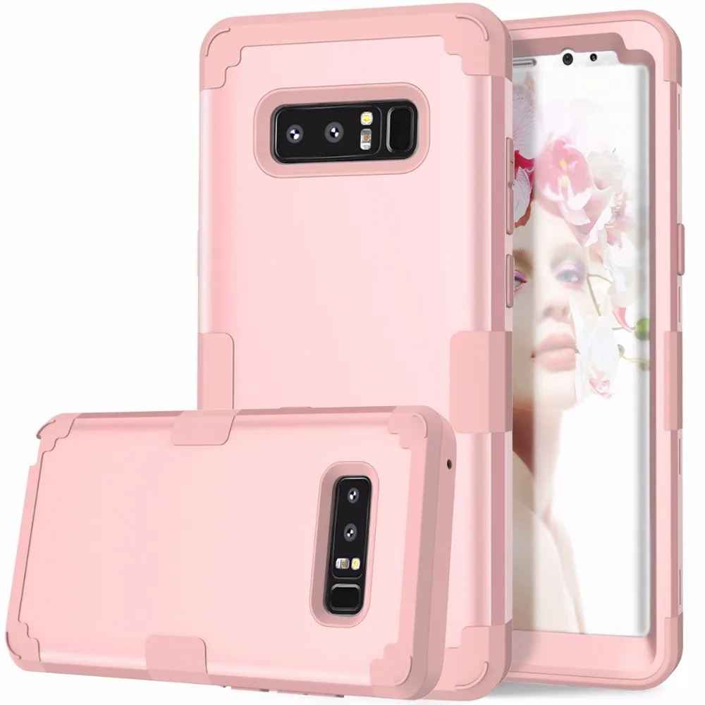Shockproof Phone Cases for Samsung Galaxy Note 8,Soft Silicone+PC Sturdy 3 Layers Full Body