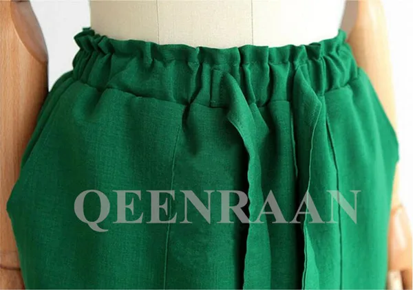 Новая весенняя летняя элегантная юбка миди, Женская офисная юбка-карандаш, хлопковая юбка с эластичной резинкой на талии, юбка с бантом зеленого цвета