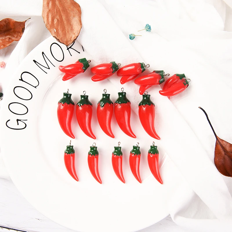 Новинка 10 шт. DIY ожерелья резиновые горячие кулоны "перец" красная подвеска