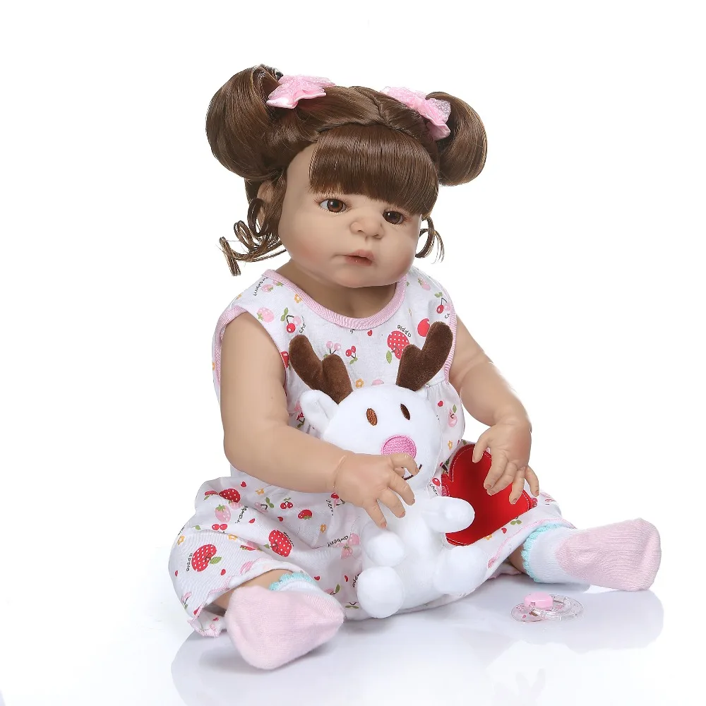 NPK 56 см slicone reborn baby doll в цвет загара кожа полное тело силиконовая bebe Кукла reborn игрушка для ванны куклы подарок на день рождения