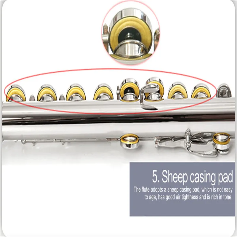 Никелированная флейта 211SL музыкальный инструмент флейта 16 конверт C мелодия и электронная Флейта ключ Профессиональная музыка