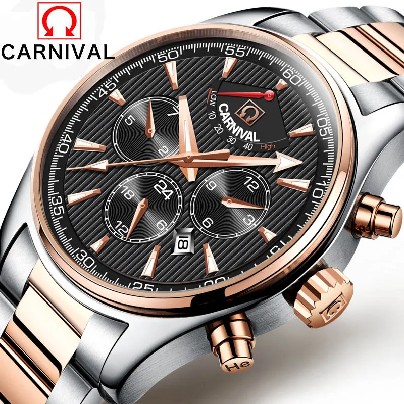 Carnival Luxury Brand sports Business Men Wrist Watches Automatic Mechanical Watch Military stainless steel Watch reloj Relogio Carnival Luxury Brand sports Business Men Wrist Watches Automatic Mechanical Watch Military stainless steel Watch reloj Relogio