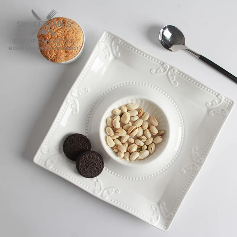 

White Ceramic dishes Tableware five grid dessert Dish dessert candy ruled platter Tray fruit plate Decoration dinner Plates 26cm