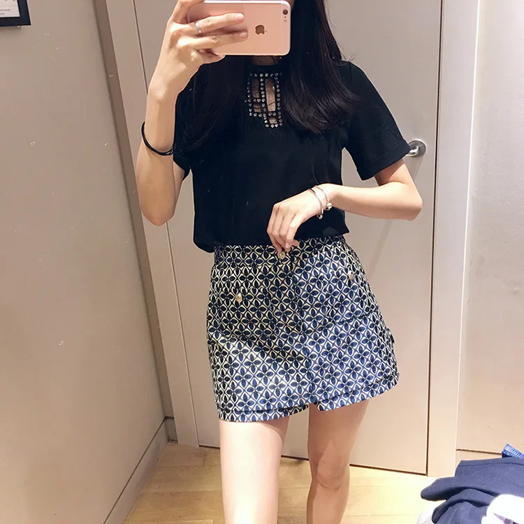 

Spring and Summer 2019 New Contrast Casual Joker Skirt Women Slimming Women's Trousers Skirt Print Skirt Women