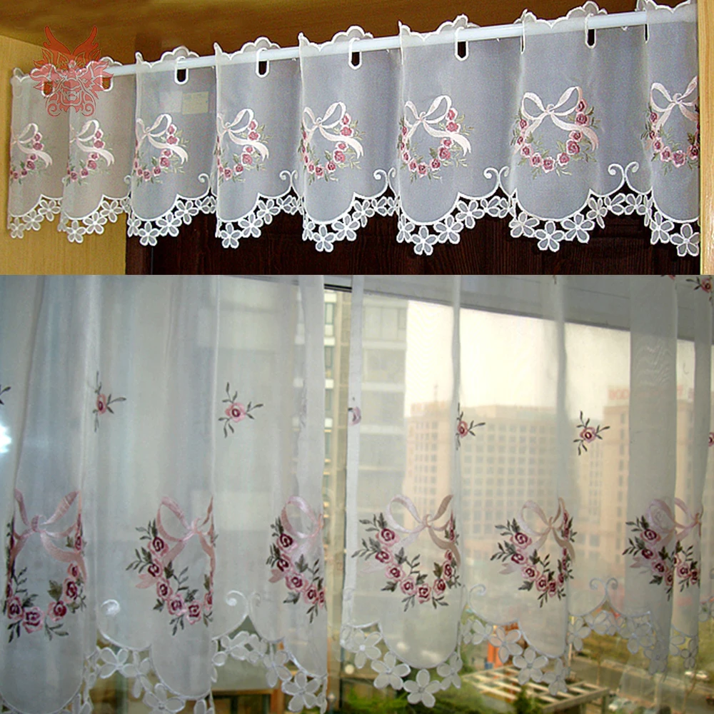 Pastoral floral bordado media cortina ventana cortina de tul para café cocina cortina pastoral SP4903 envío gratis Pastoral floral bordado media cortina ventana cortina de tul para café cocina cortina pastoral SP4903 envío gratis