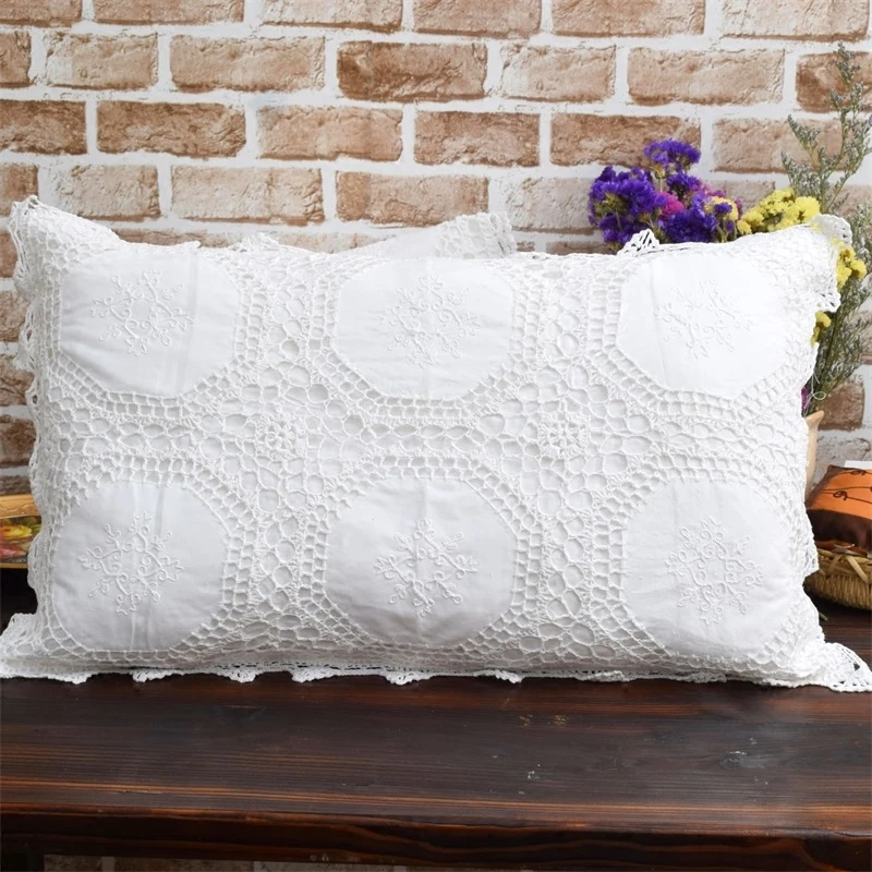 45X75cm Crochet Handmade Pillowcase Cover zipper pillow Lace
