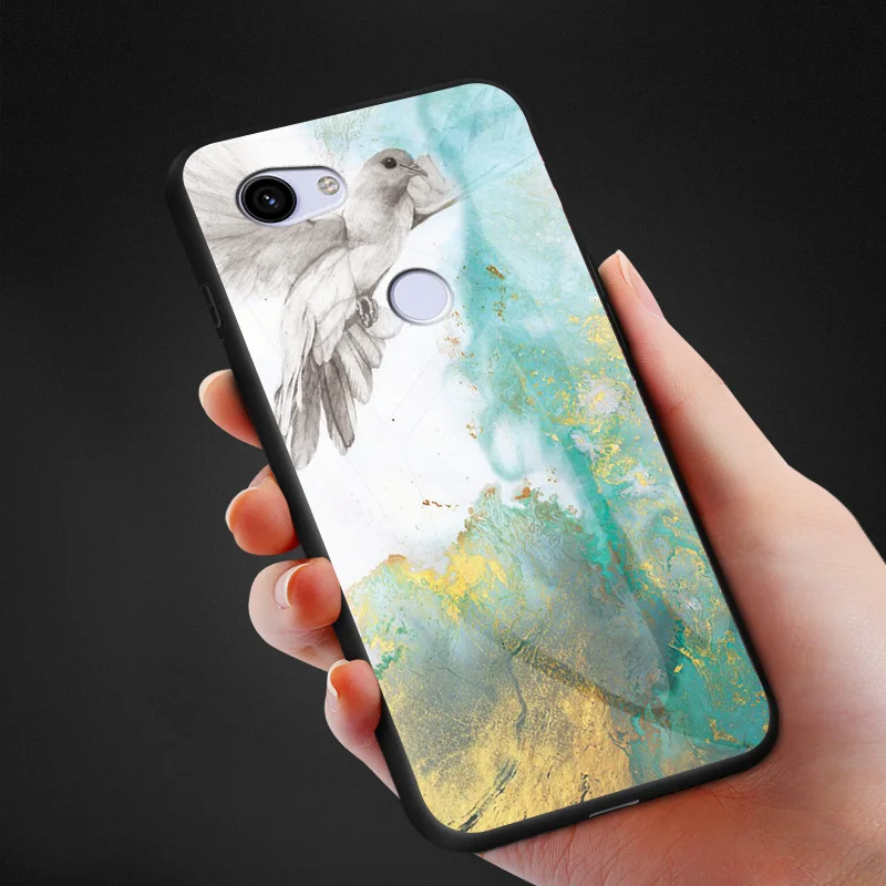 Мраморный чехол из закаленного стекла для Google Pixel 3A XL градиентная защитная задняя