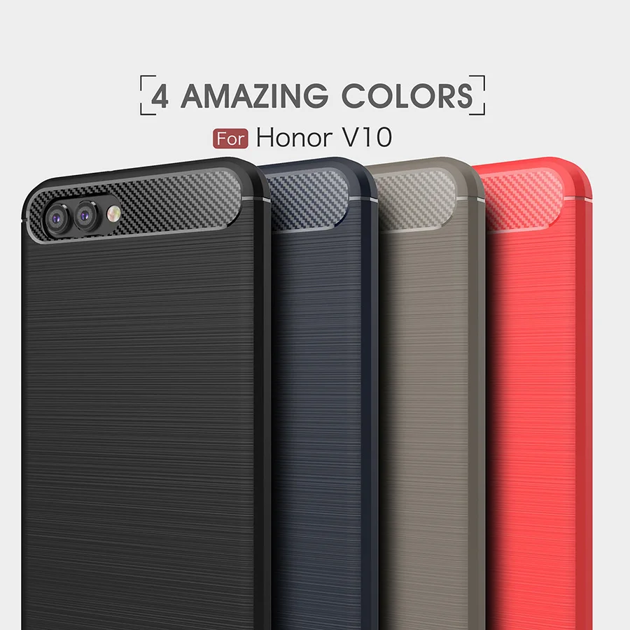 Phone Case for Honor V10 Soft TPU Silicone Carbon Fiber Back Cover Shockproof Air Cushion Corner |
