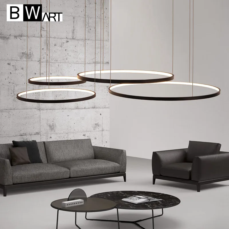 

BWART modern led chandelier aluminum circle lights for Interior design engineering lighting Line hang LED ring chandelier lamp