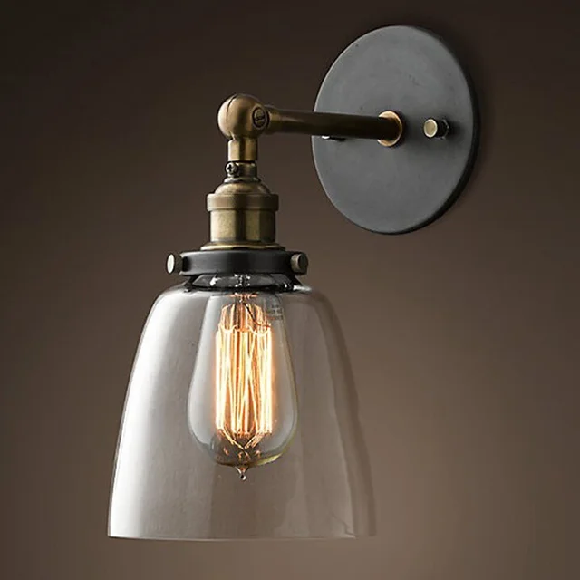 Vintage Industrial Loft Metal Wall Light Glass Shade Wall Lamp ... Vintage Industrial Loft Metal Wall Light Glass Shade Wall Lamp ...