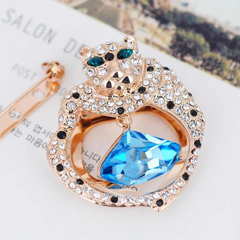 

Fashion full rhinestone Leopard fashion brooch party dress accessories high quality brand jewellery gift