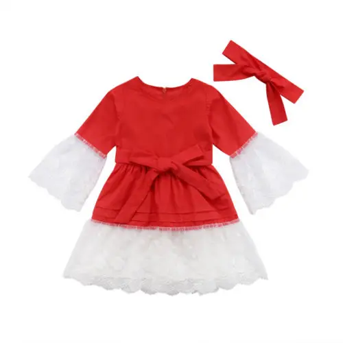 

Brand New Fashion 2Pcs Newborn Kids Baby Girls Lace Princess Party Dress A-Line Sundress+Headband Cute Clothes Outfits