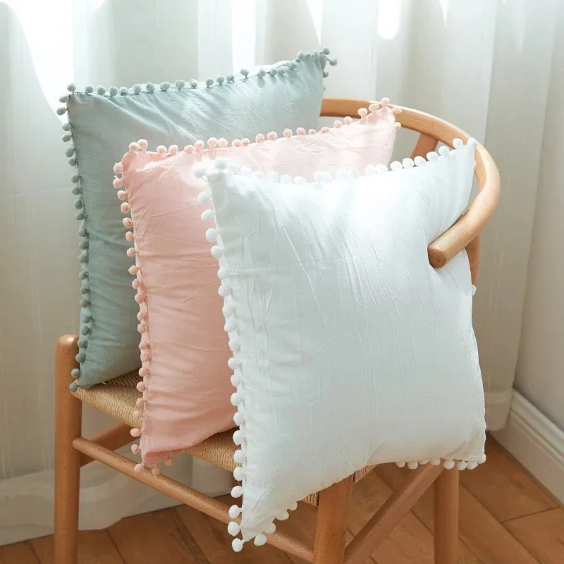 Pom pom Pillowcase Decorative Room Bedding Sofa Car Balls