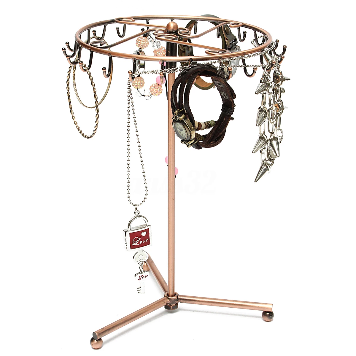  Jewelry Rotating Ring Display Holder Organizer Necklace Stand Rack 23 Hooks