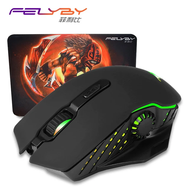 FELYBY Professional 6000DPI 7 Color Backlight Wireless Optical Gaming Mouse Mice for Computer Laptop With mouse pad set FELYBY Professional 6000DPI 7 Color Backlight Wireless Optical Gaming Mouse Mice for Computer Laptop With mouse pad set